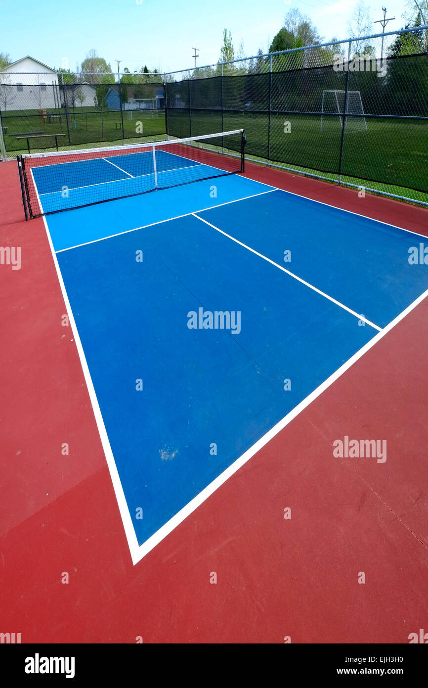 Empty Pickleball sports court surface Stock Photo