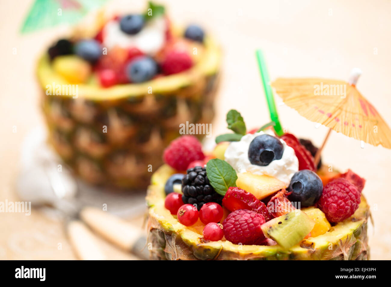 Pineapple melon fruit salad hi-res stock photography and images - Alamy