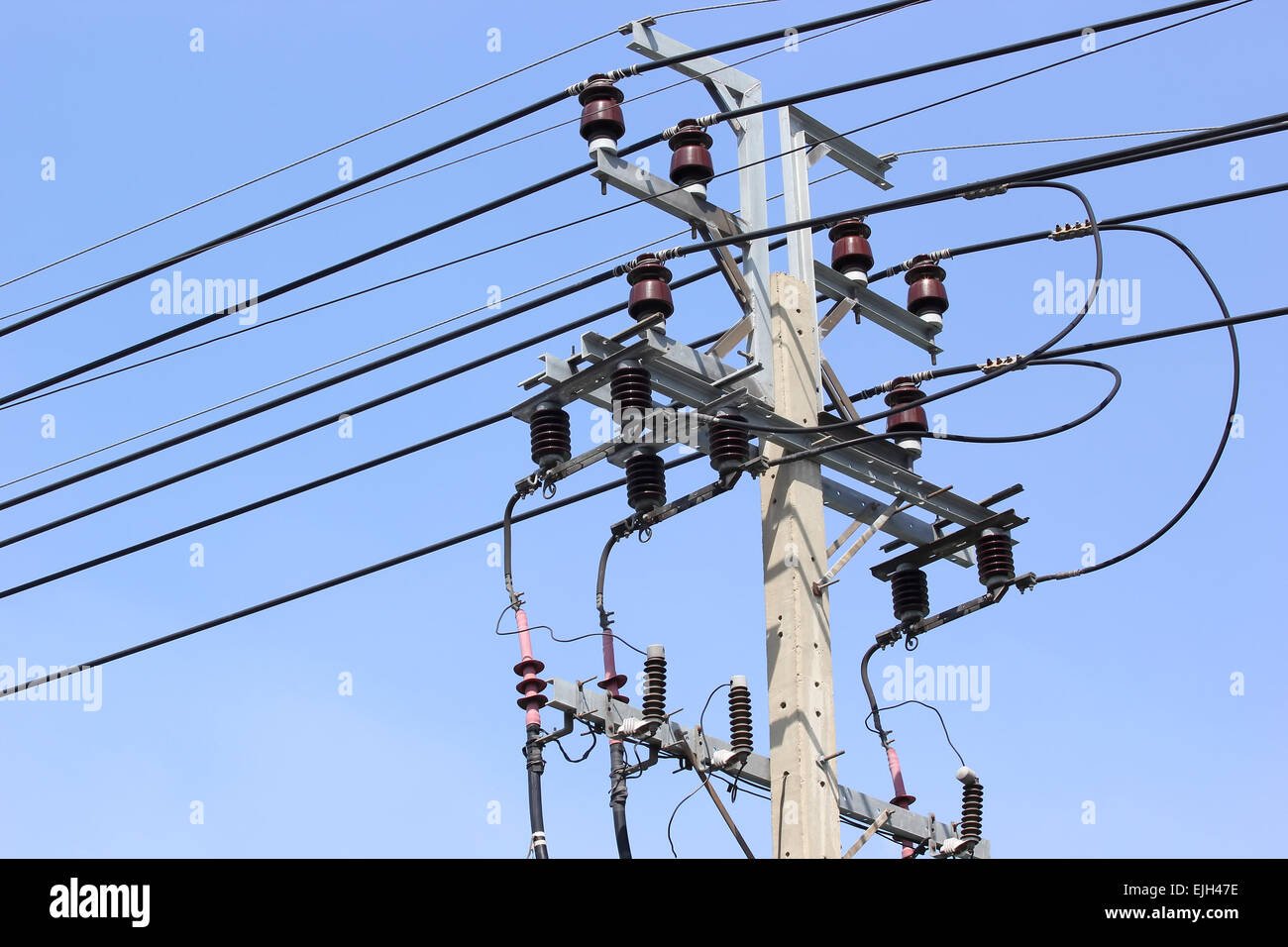 High voltage equipment on an electric pole Stock Photo Alamy