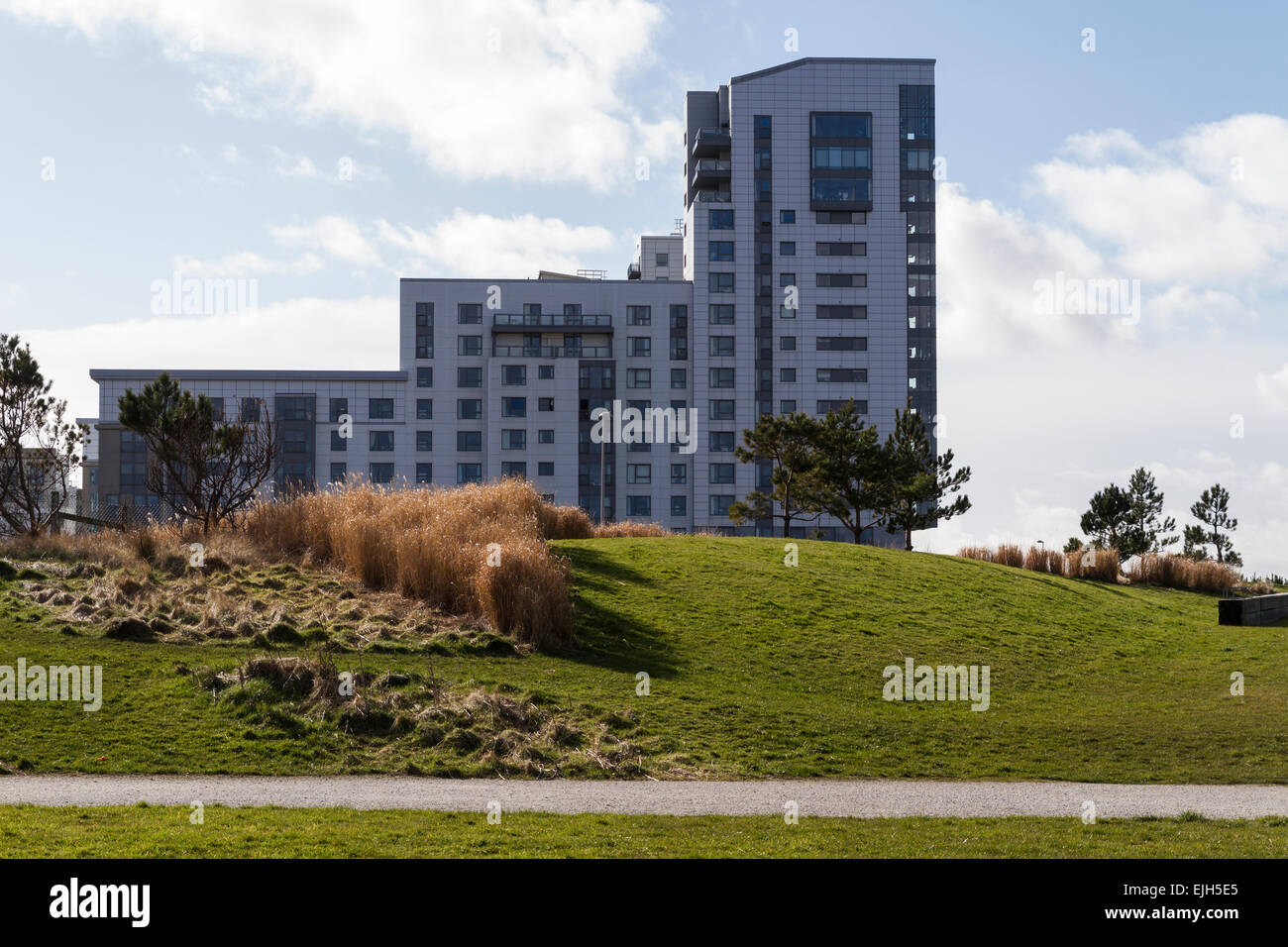 Block of flats beside the Western Harbour in Leith, Edinburgh Stock