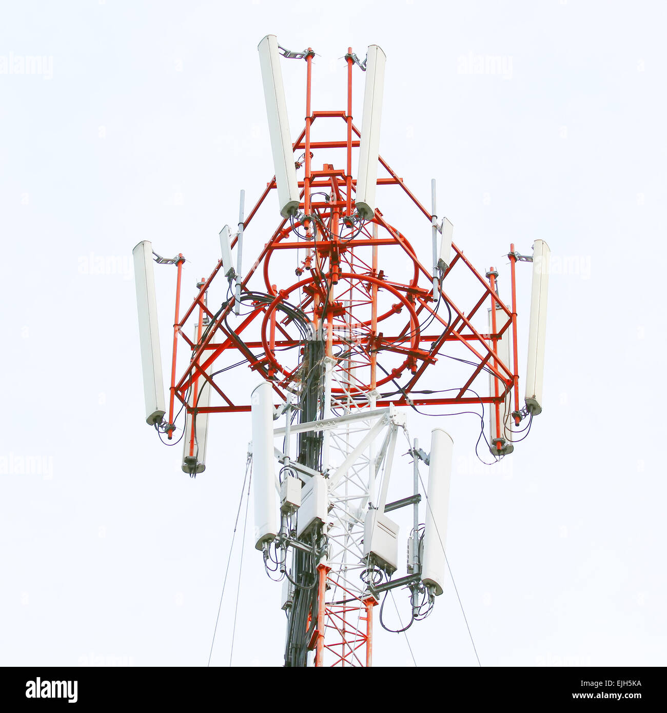 Closeup of a telecommunication tower Stock Photo