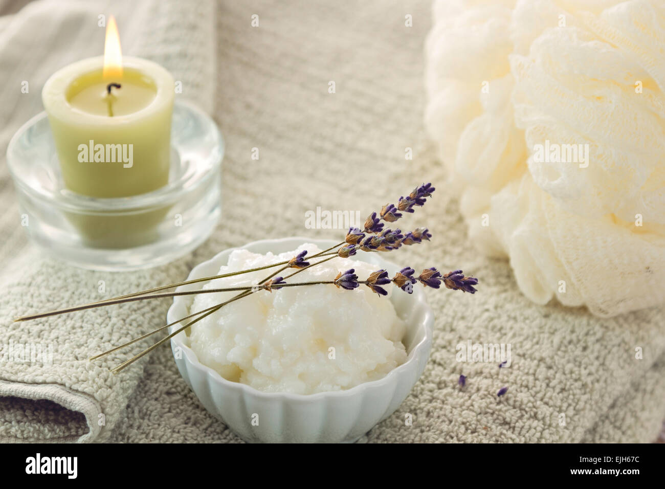 Coconut Oil used in spa and beauty treatments Stock Photo