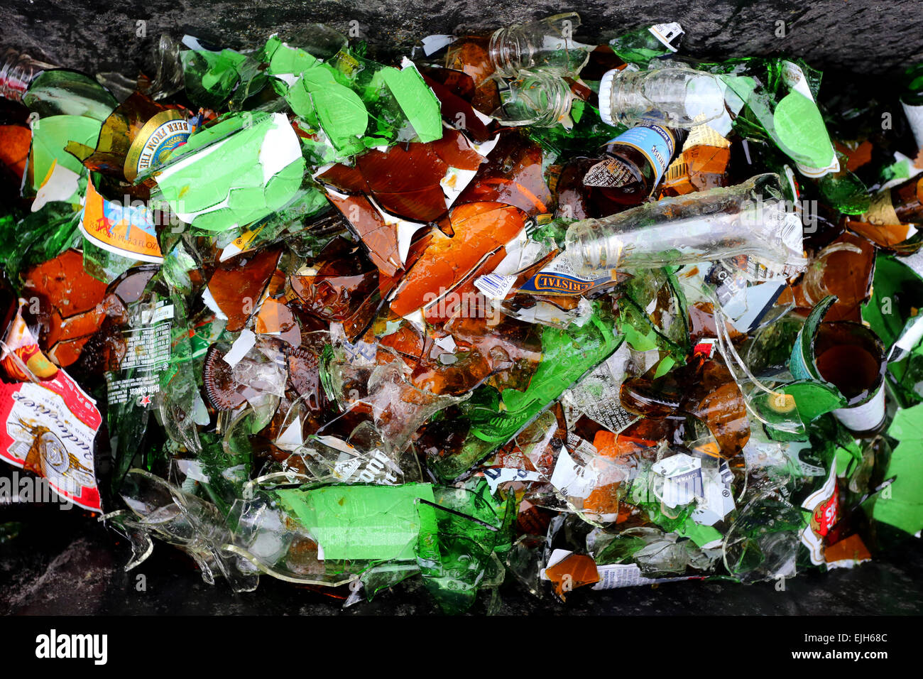 Broken glass, broken beer bottles in a recycling bin Stock Photo Alamy Broken glass, broken beer bottles in a recycling bin Stock Photo Alamy
