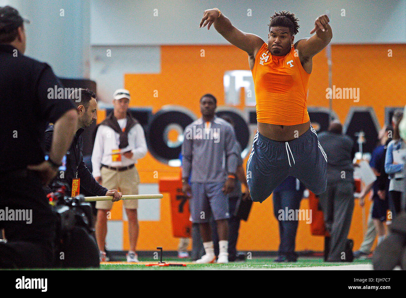 March 25, 2015 Jordan Williams does the standing long jump during NFL