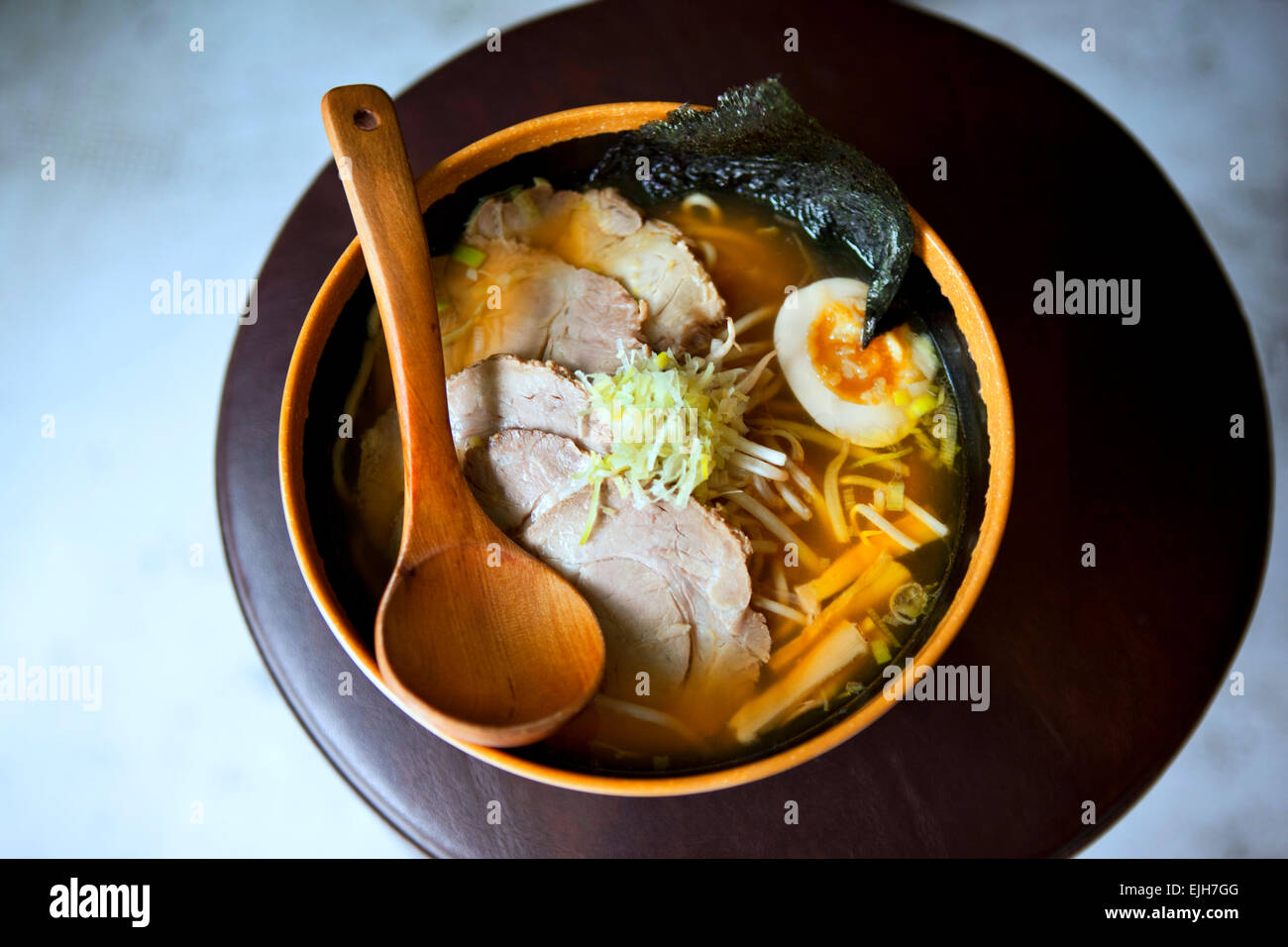 Japanese soup with egg, pork and vegetable Stock Photo Alamy