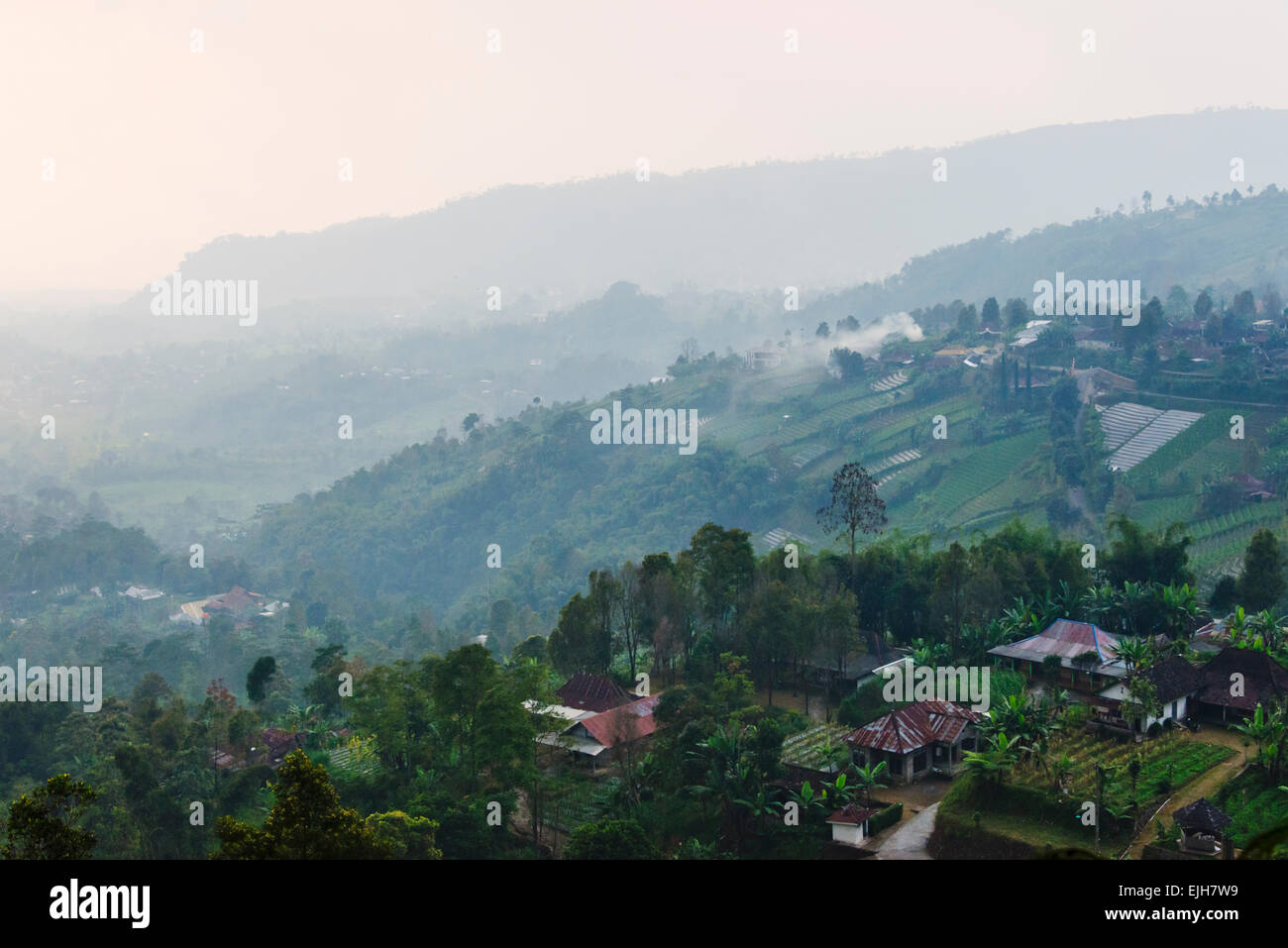 Village in the mountain, Solo, Java, Indonesia Stock Photo