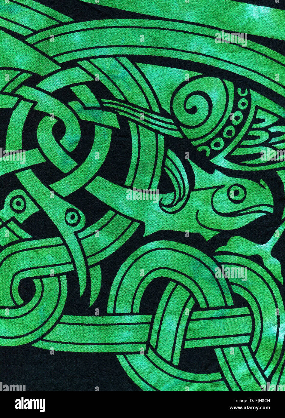 Celtic Fish Textile Design Stock Photo