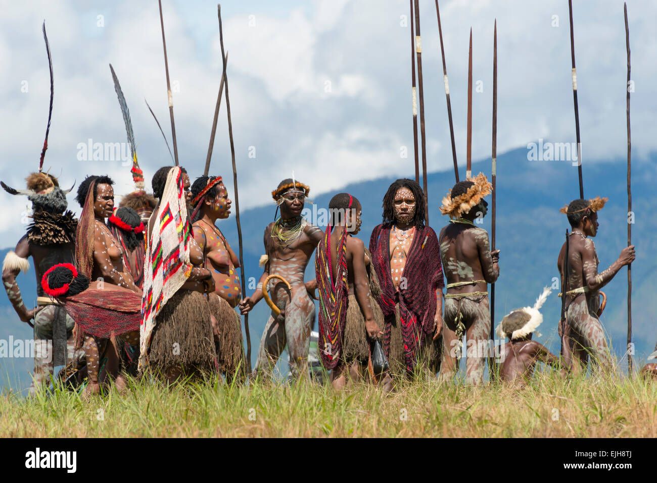 Dani people at Baliem Valley Festival, Wamena, Papua, Indonesia Stock Photo