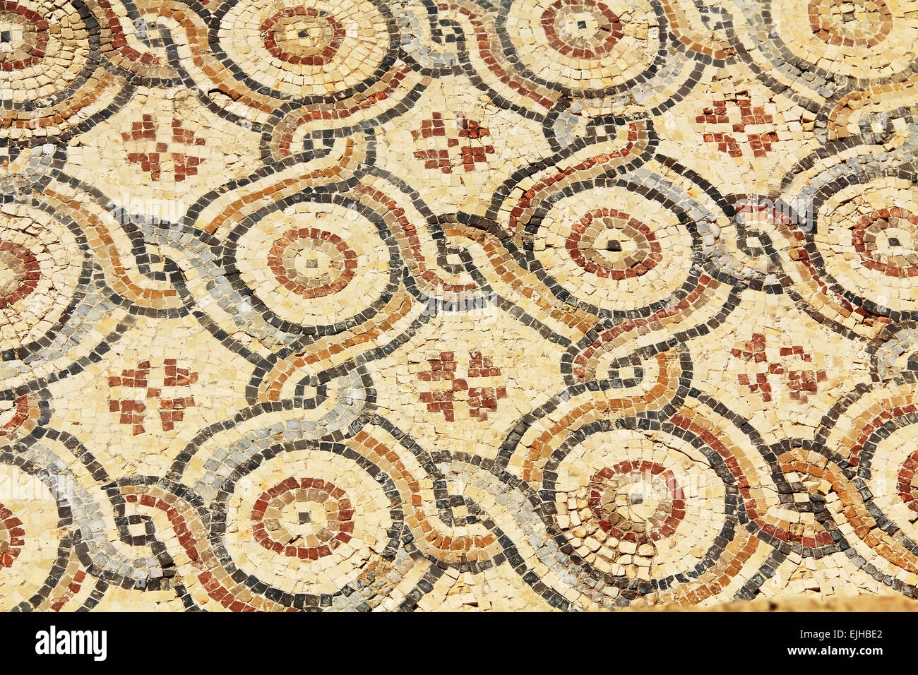 Mosaic Tile Floor in Caesarea Maritima National Park, Caesarea, Israel. Stock Photo