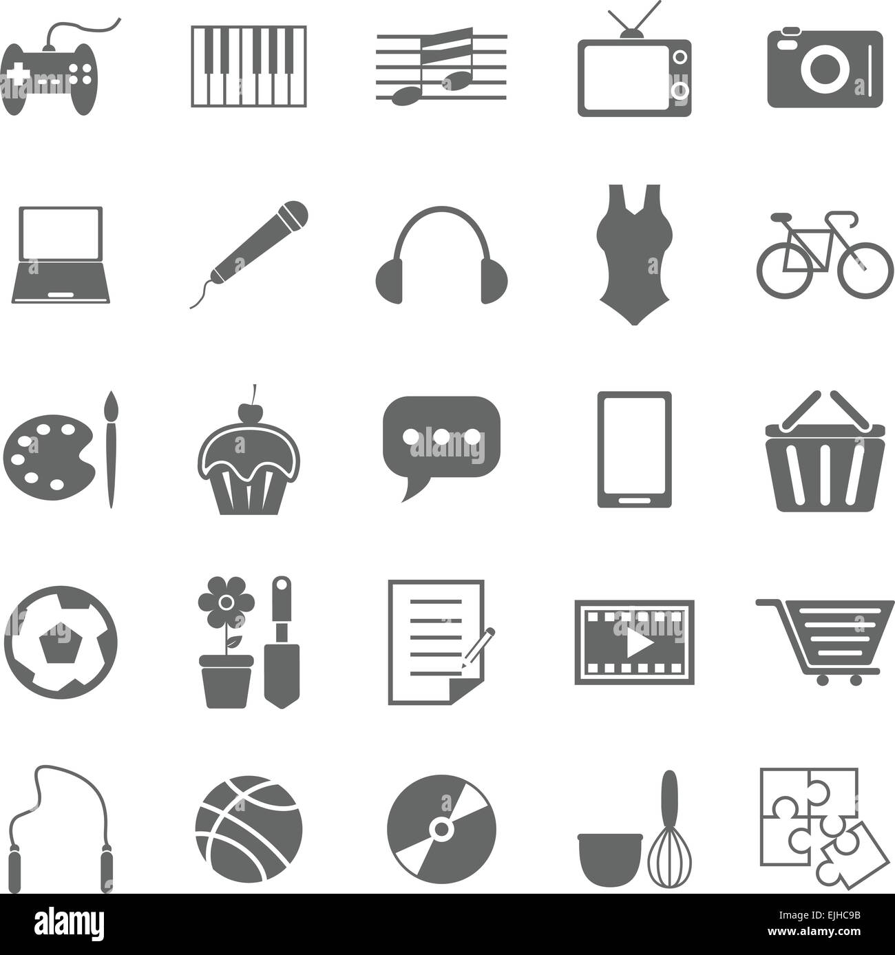 Hobby icons on white background, stock vector Stock Vector