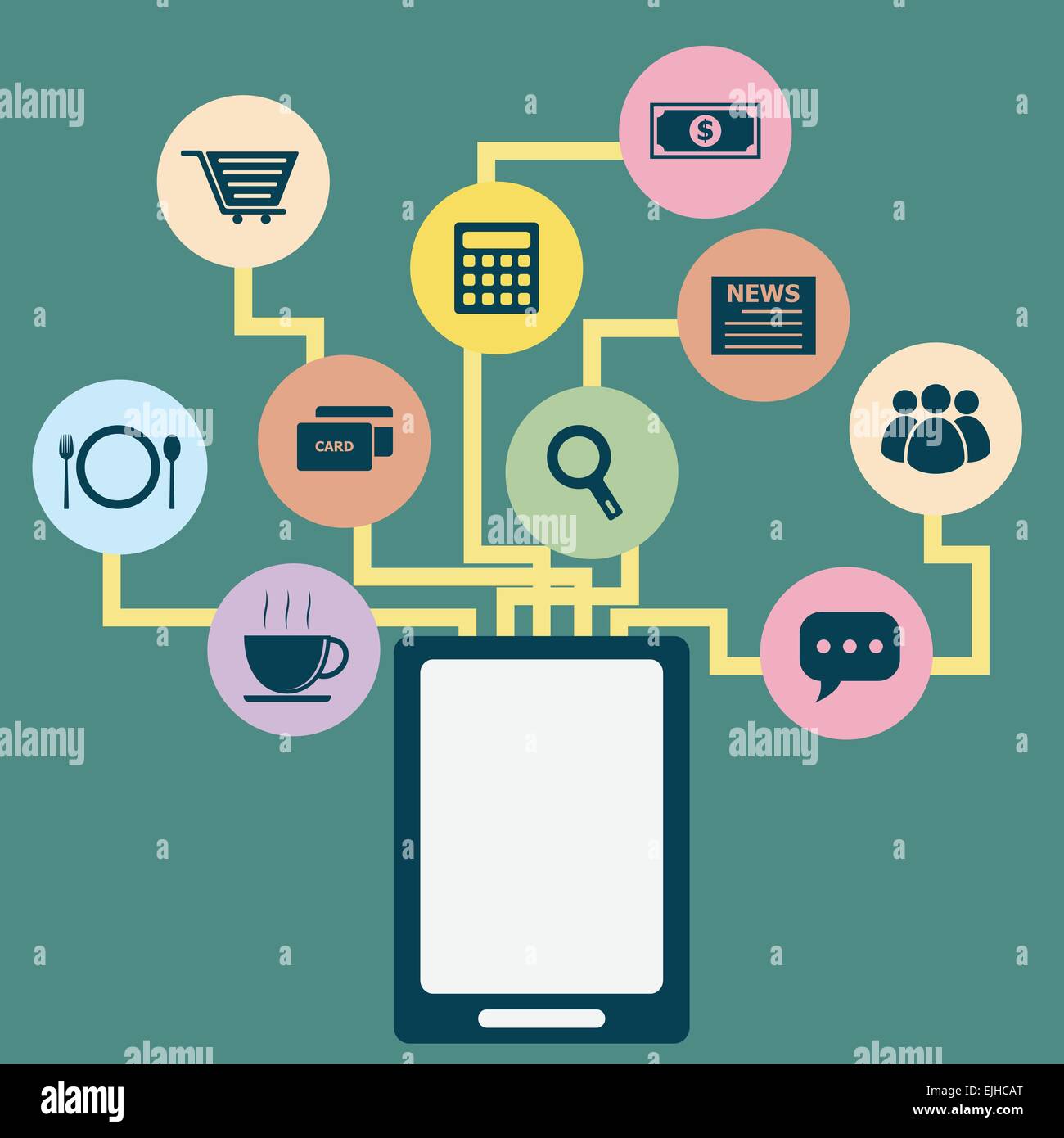 Tablet application concept idea in flat style, stock vector Stock ...