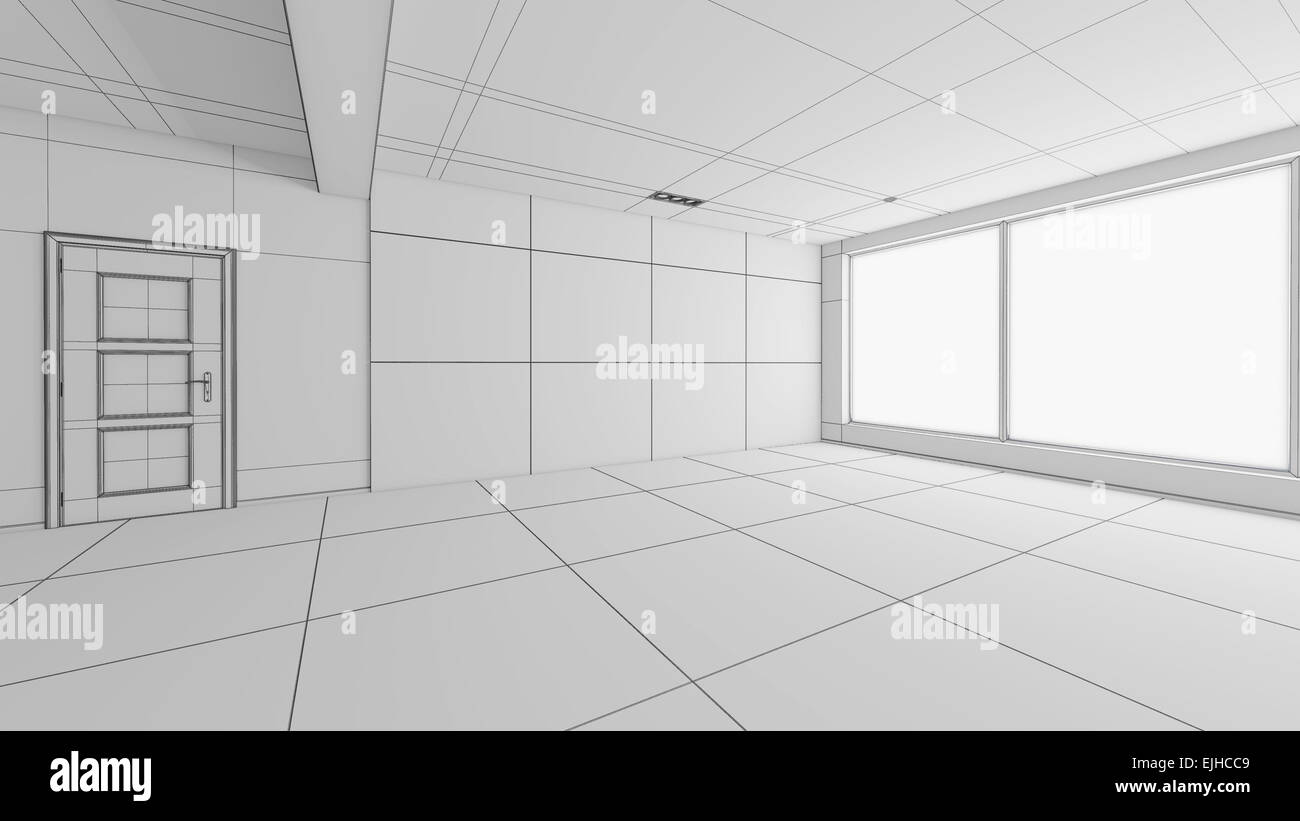 Interior rendering of an empty room without textures Stock Photo Alamy