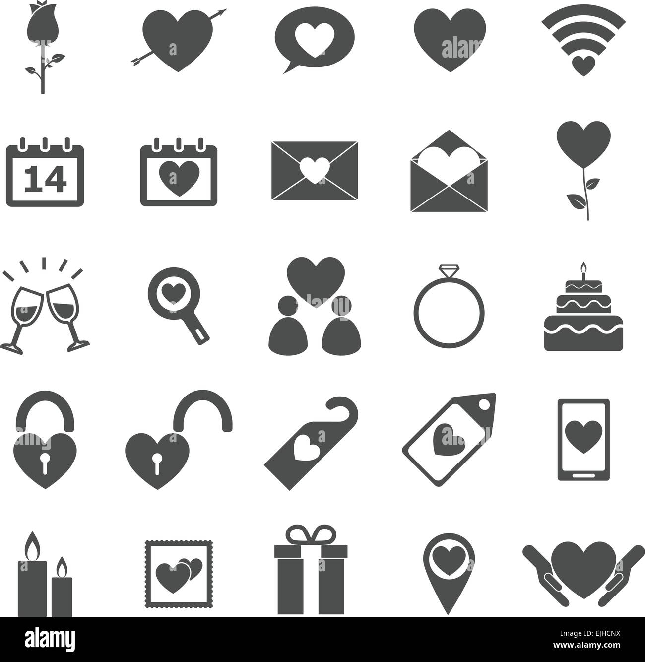 Valentine's day icons on white background, stock vector Stock Vector ...