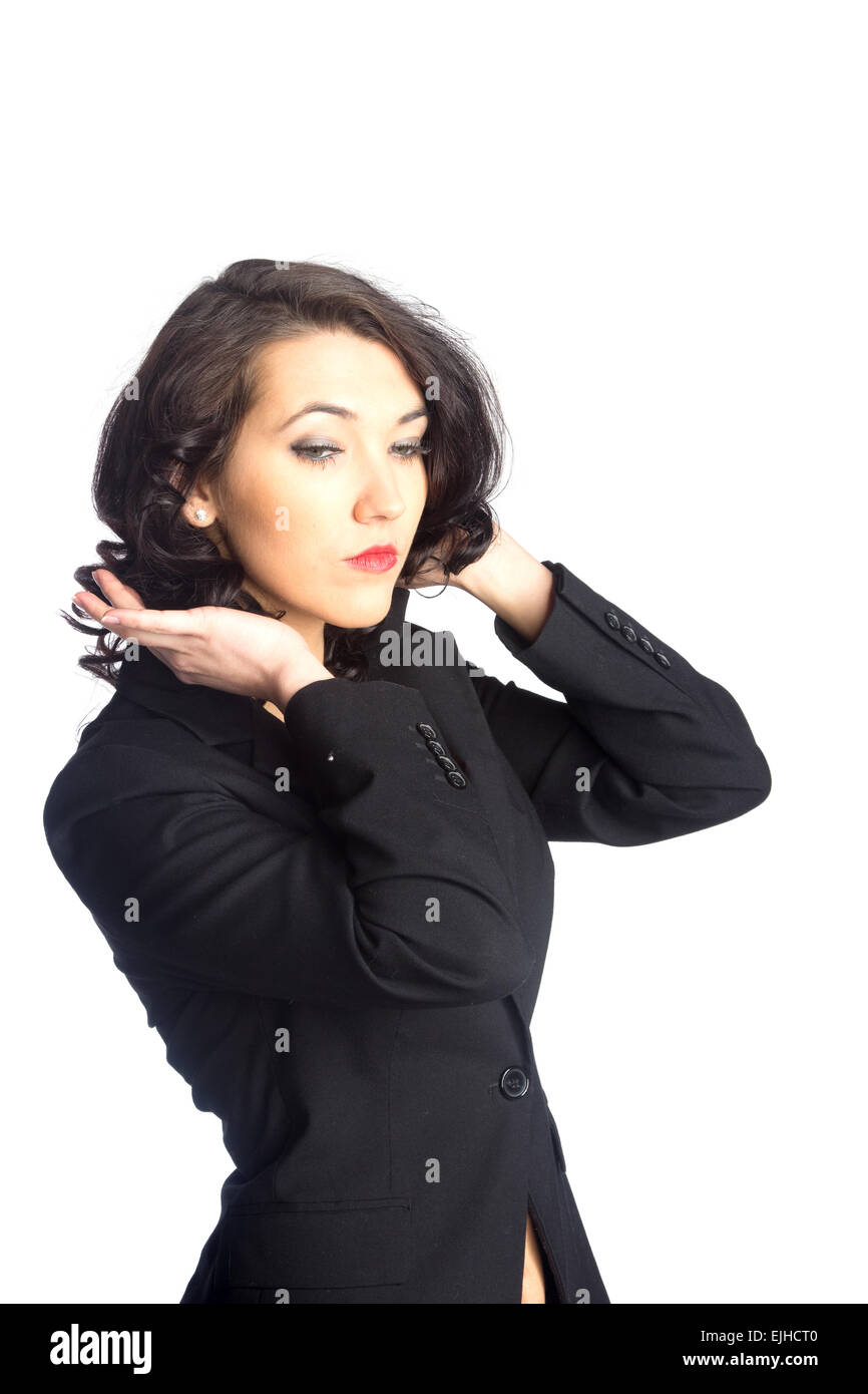 Business woman portrait, isolated over a white background Stock Photo ...