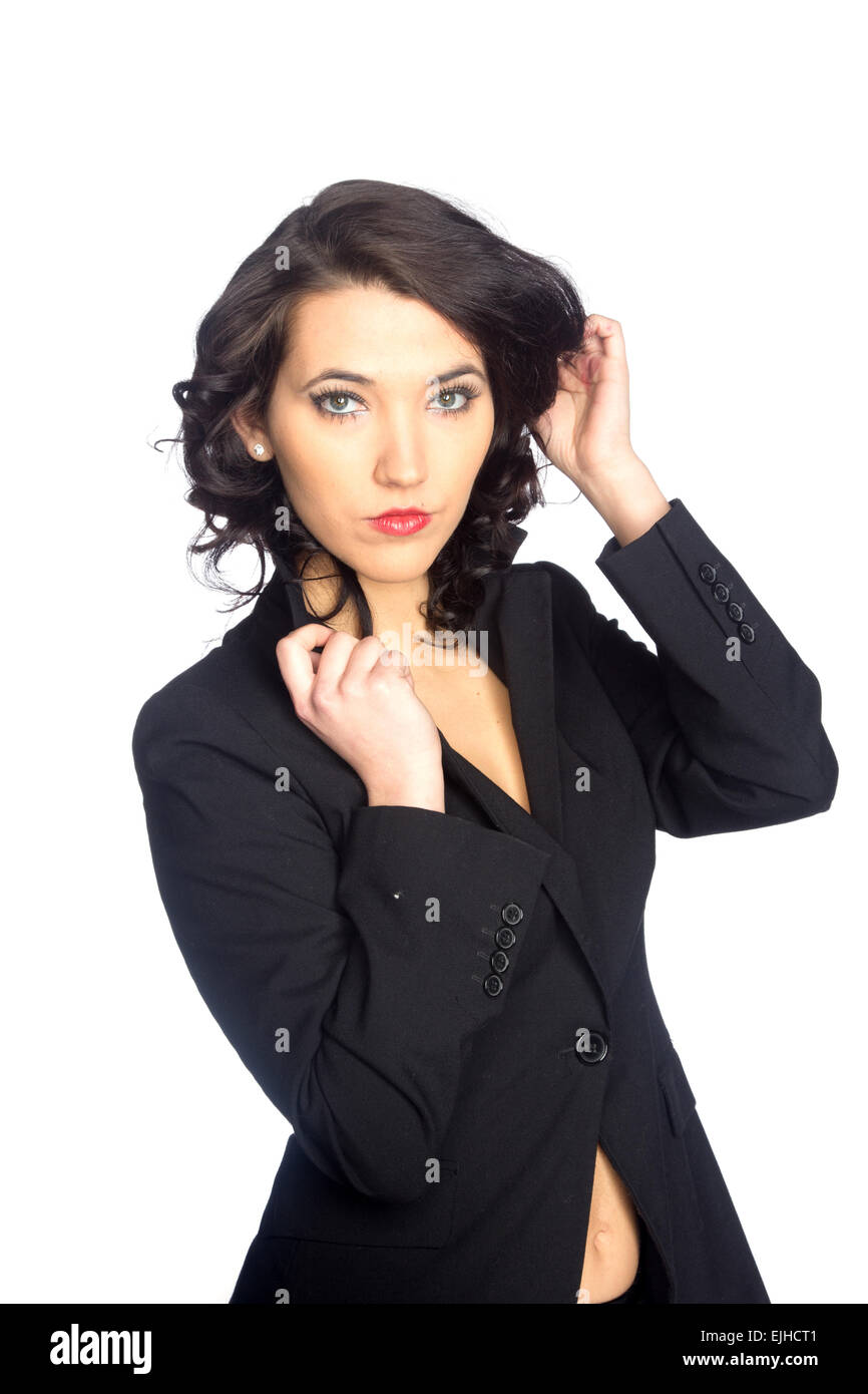 Business woman portrait, isolated over a white background Stock Photo ...