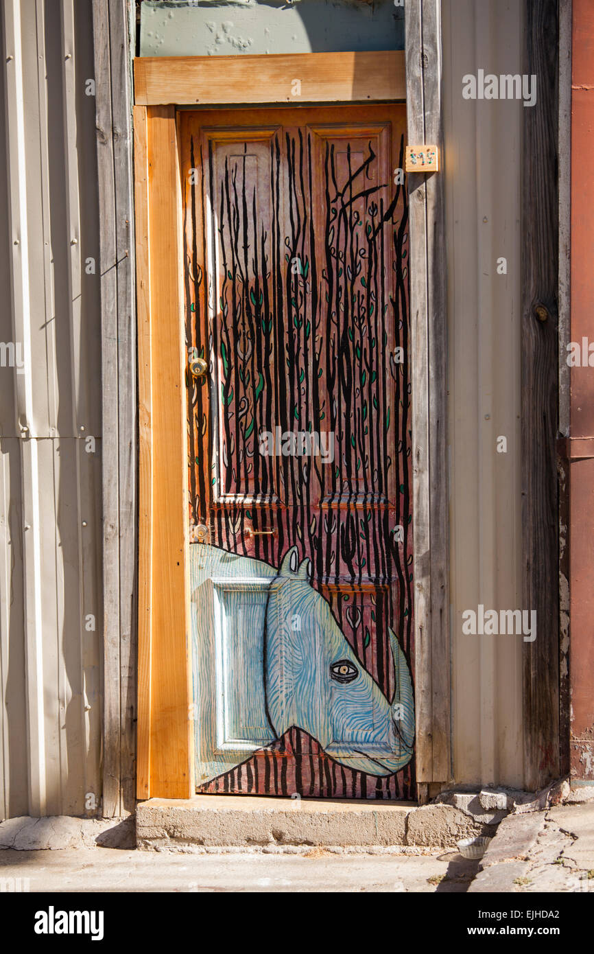 Decorative graffiti and wall art in Valparaiso, Chile Stock Photo