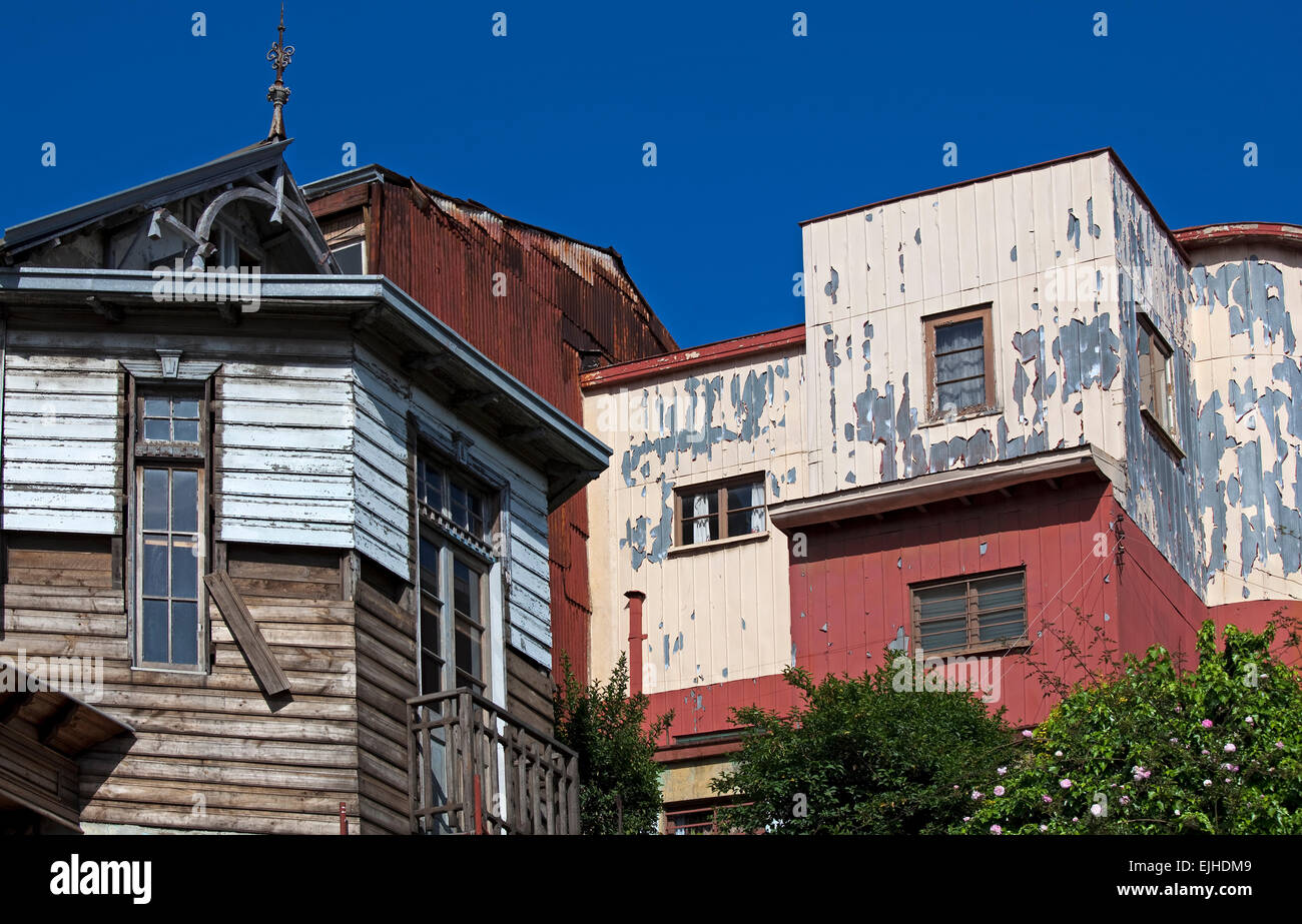 Houses on the hills of Valparaiso, Chile Stock Photo