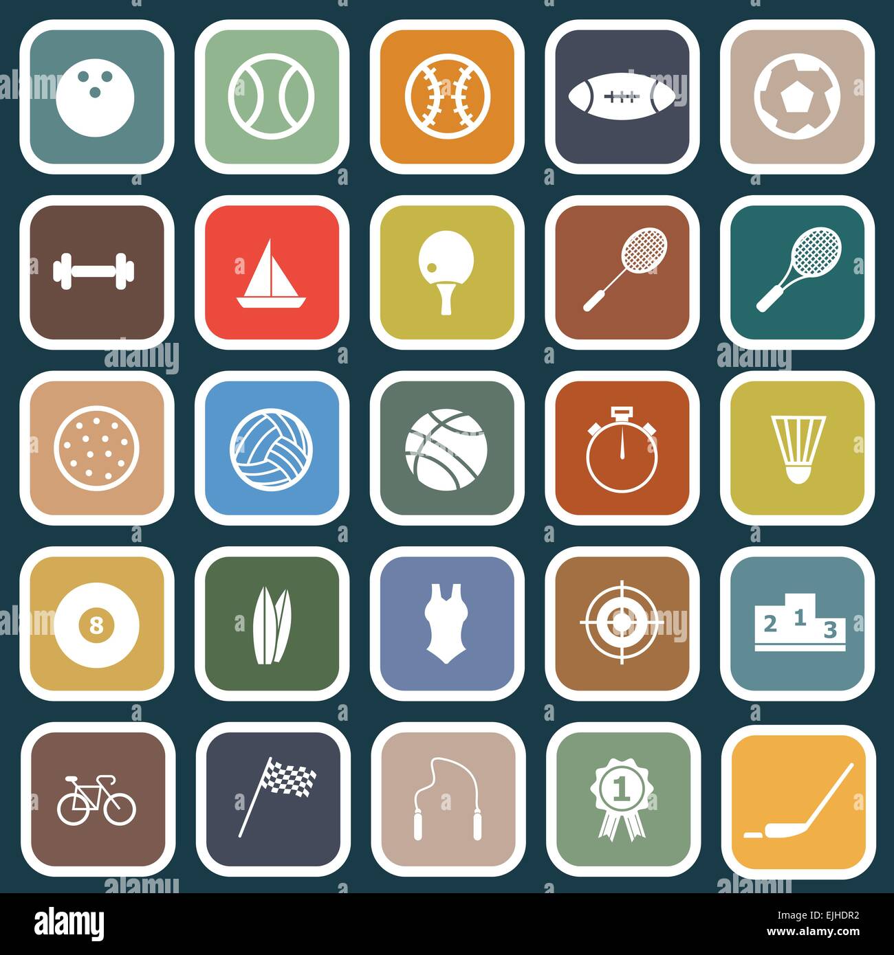 Sport flat icons on blue background, stock vector Stock Vector Image ...