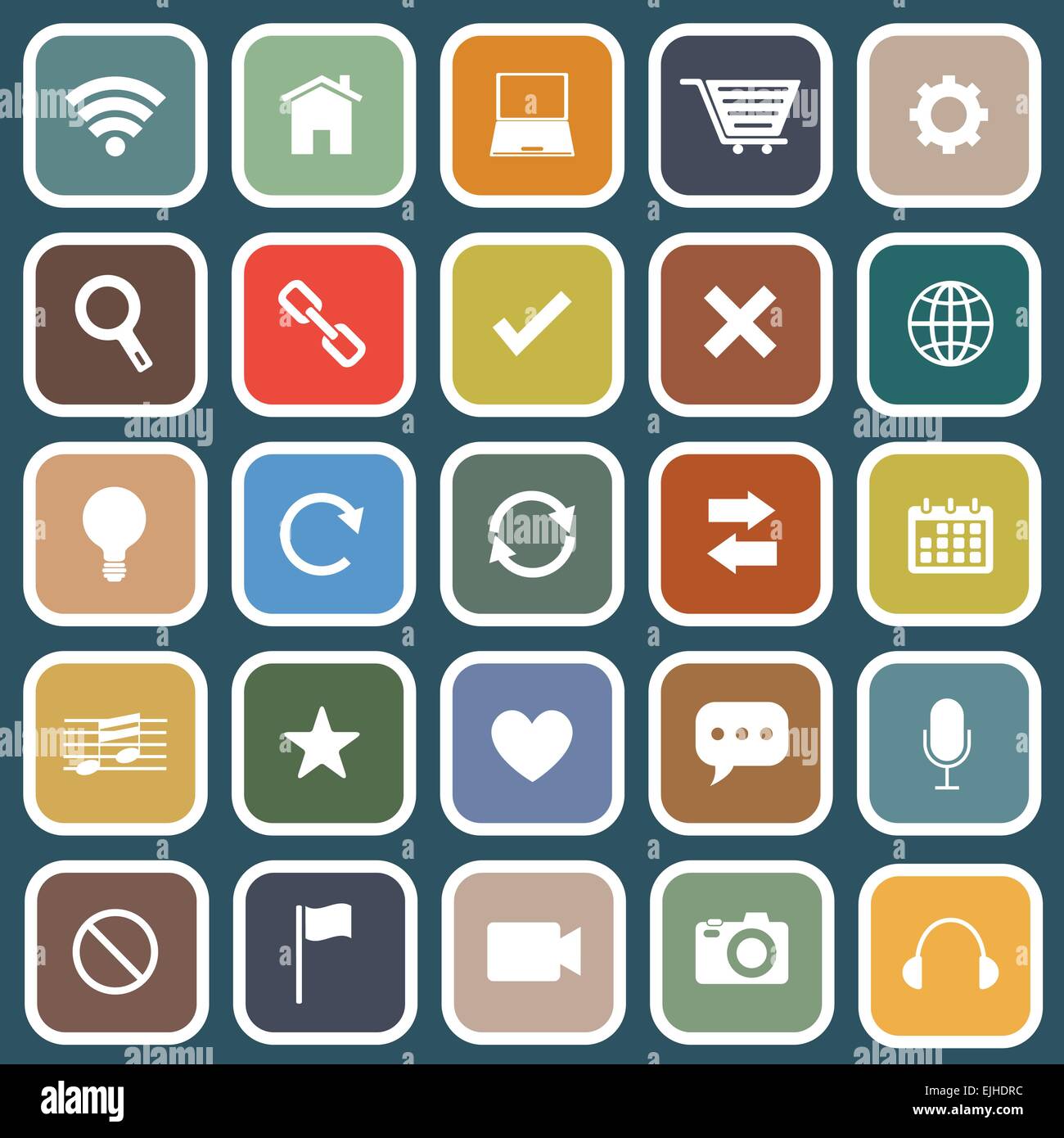Web flat icons on blue background, stock vector Stock Vector Image ...