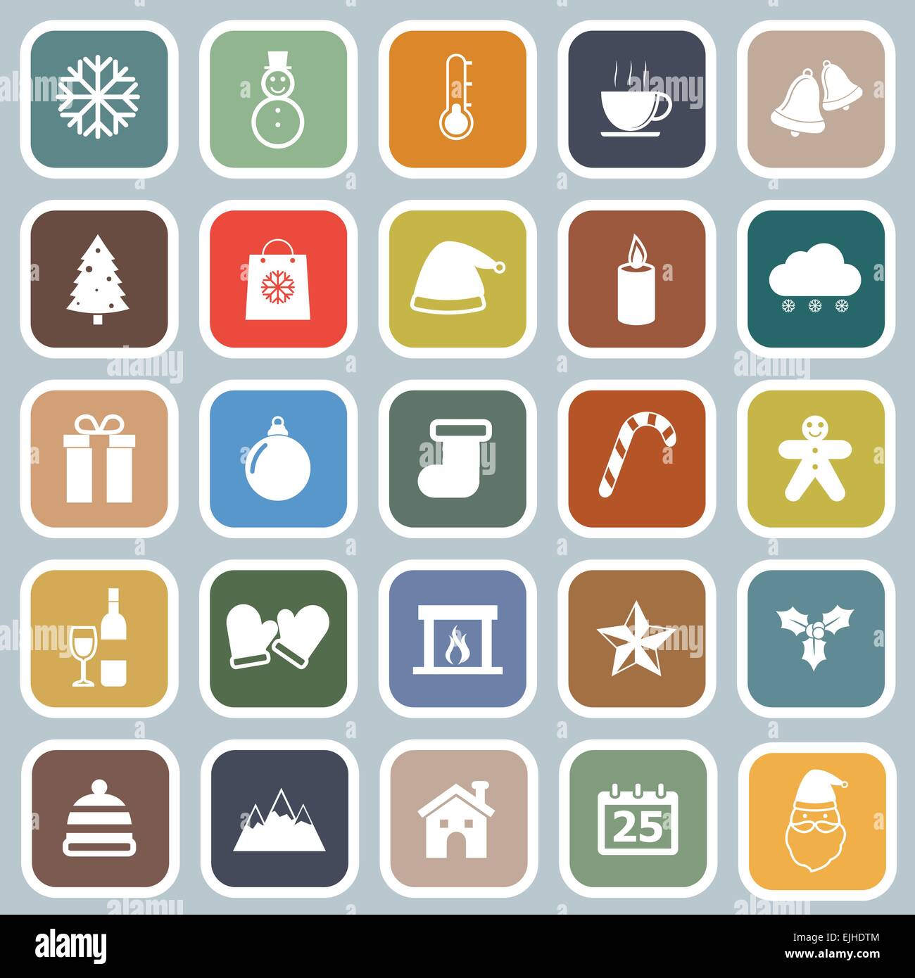 Winter flat icons on blue background, stock vector Stock Vector Image ...