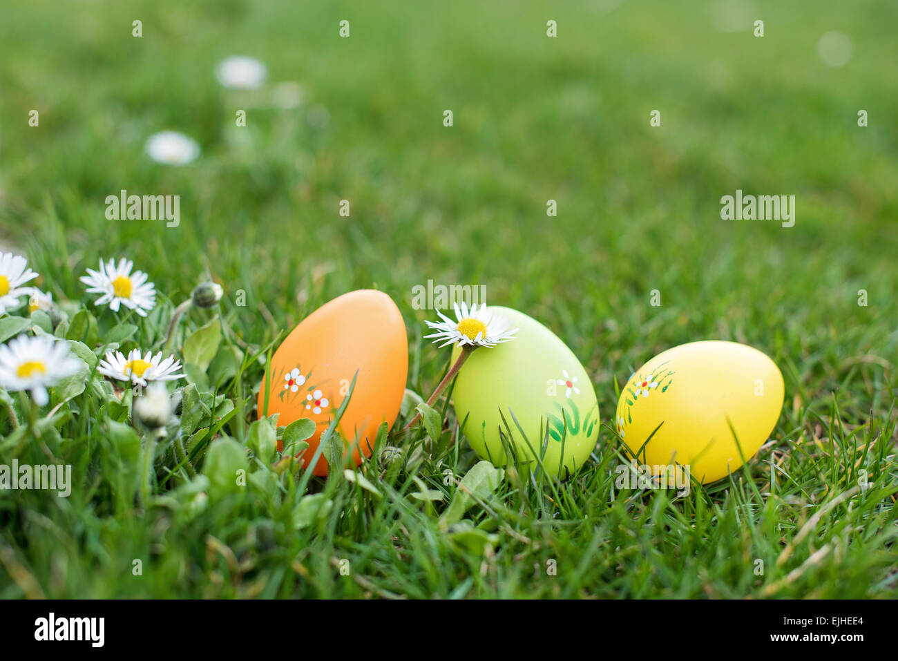 Tree colorful Easter eggs in the garden Stock Photo