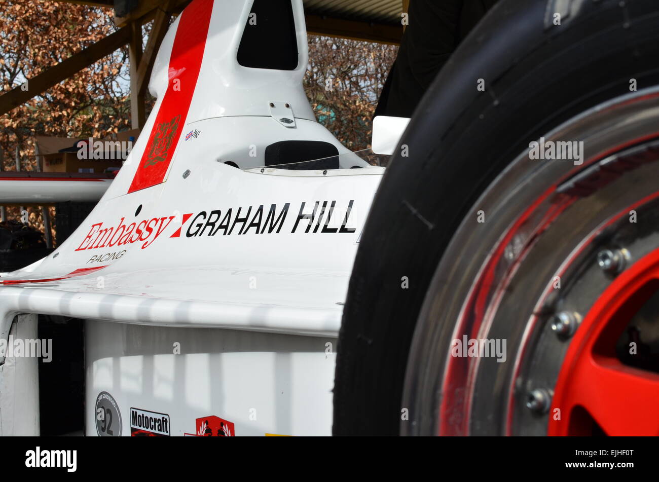 Embassy  sponsored Grand Prix car of 1974 which was driven by the late Graham Hill. Stock Photo