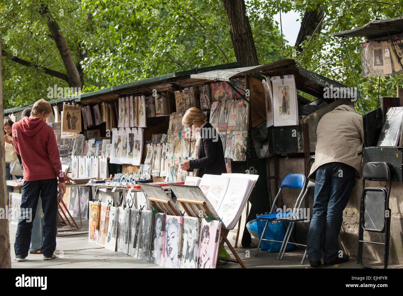 Bookseller stalls by the Seine, Paris, France Stock Photo