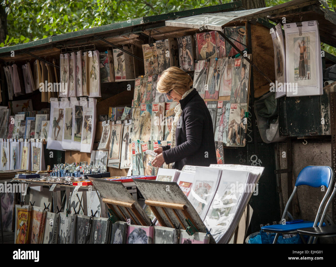 Bookseller stalls by the Seine, Paris, France Stock Photo