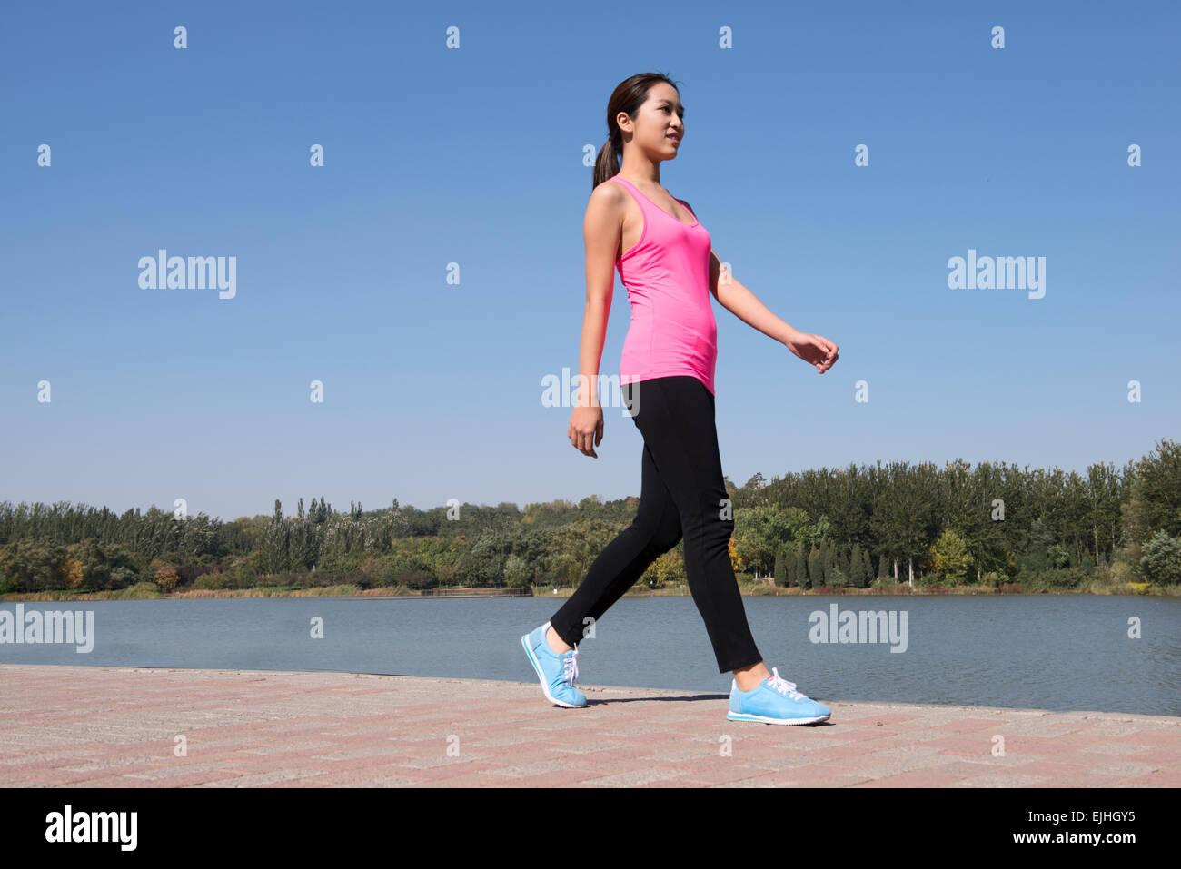Young woman exercising in park Stock Photo - Alamy