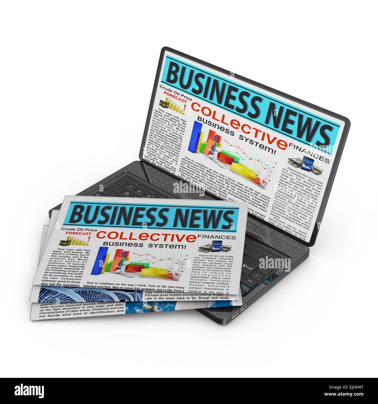 Newspaper, laptop with business news on screen Stock Photo Alamy