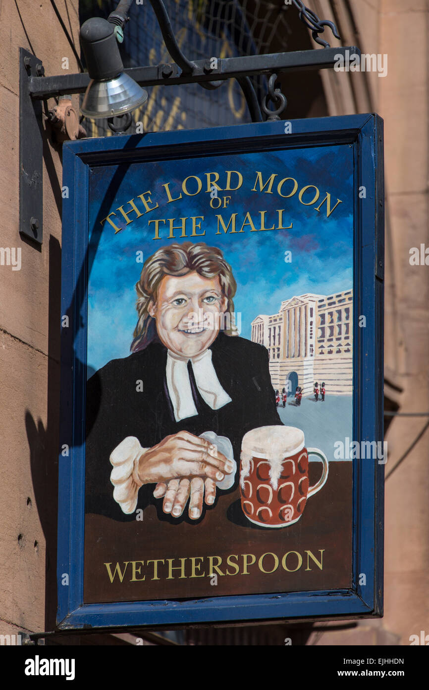 The Lord Moon of the Mall pub sign, London, England Stock Photo