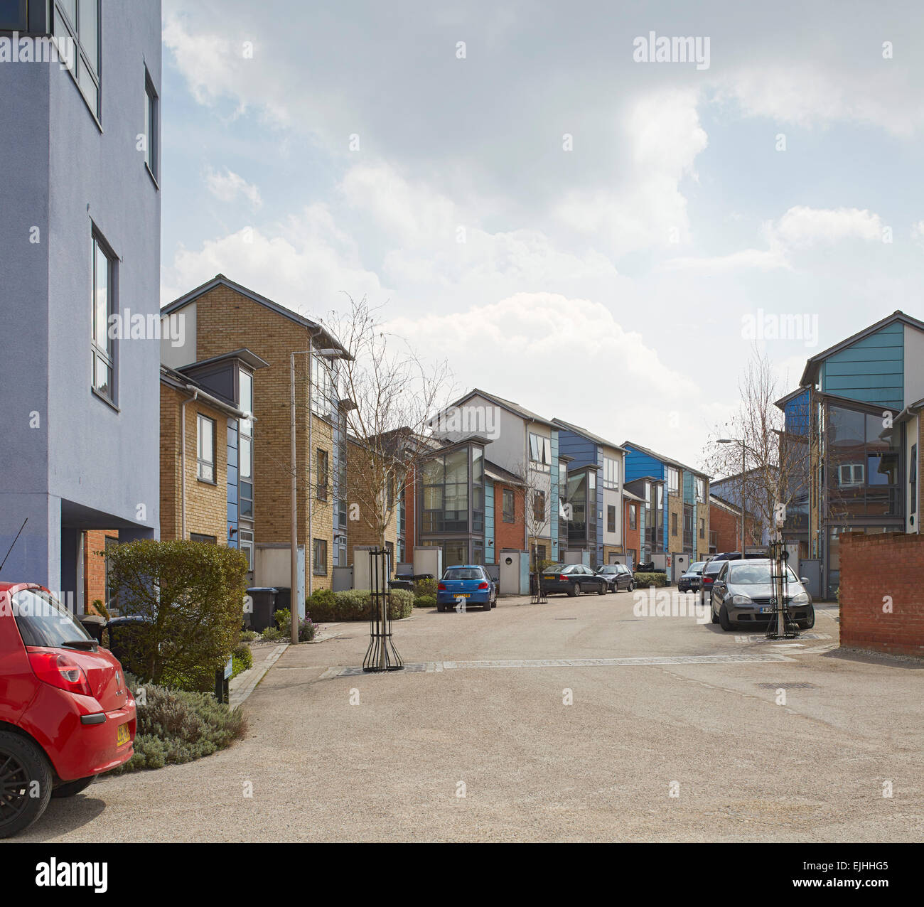 Perspective of housing terraces and street. Housing Newhall Harlow