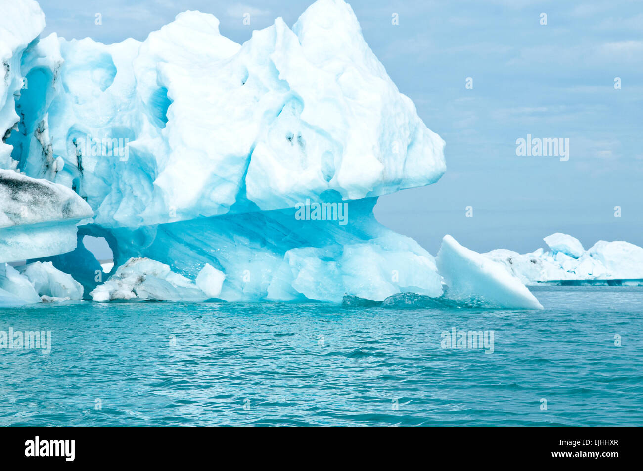 Icebergs, Jokulsarlon Glacial Lagoon, Vatnajokull Glacier, Austurland, Iceland Stock Photo