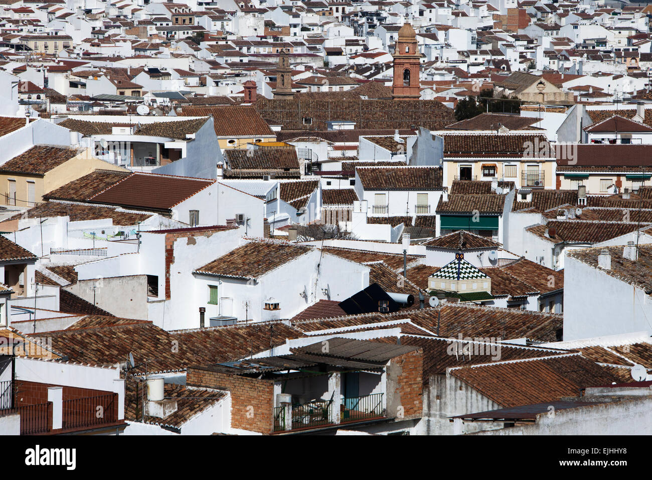 View over the historic centre of Antequera, Andalucía, Spain Stock Photo