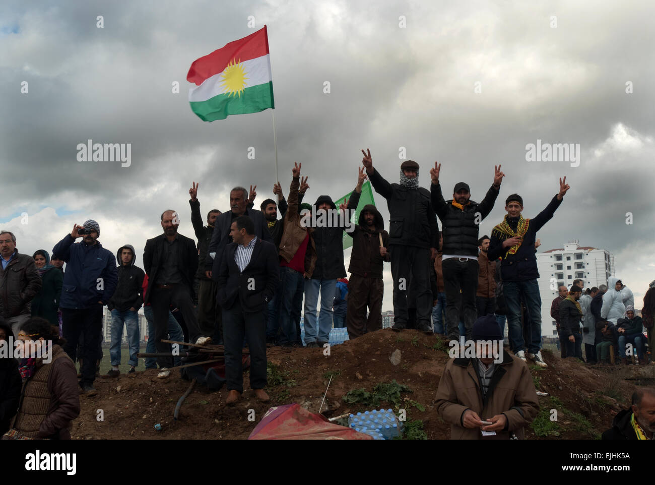 Kurds celebrating Newroz, the Kurdish New Year in Diyarbakir, Turkish