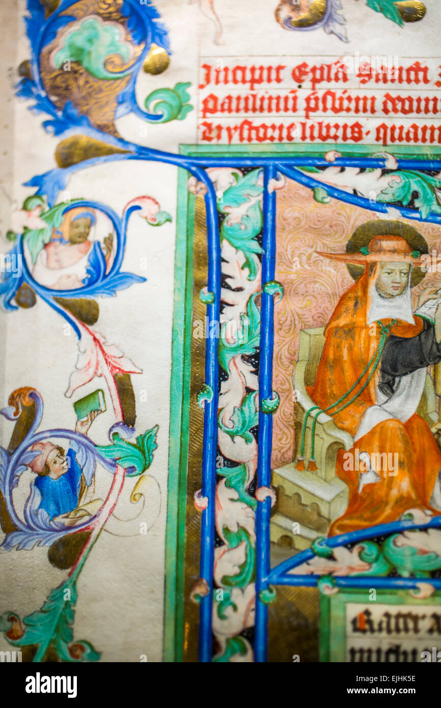 Illuminated manuscript, Plantin-Moretus Museum, Antwerp, Belgium Stock Photo