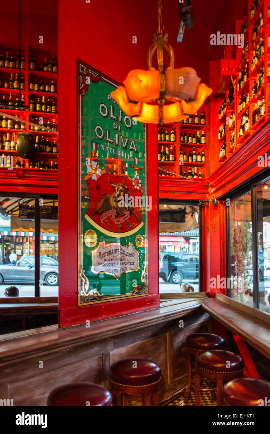 Inside Ristorante Calzone, North Beach, San Francisco, California, USA Stock Photo