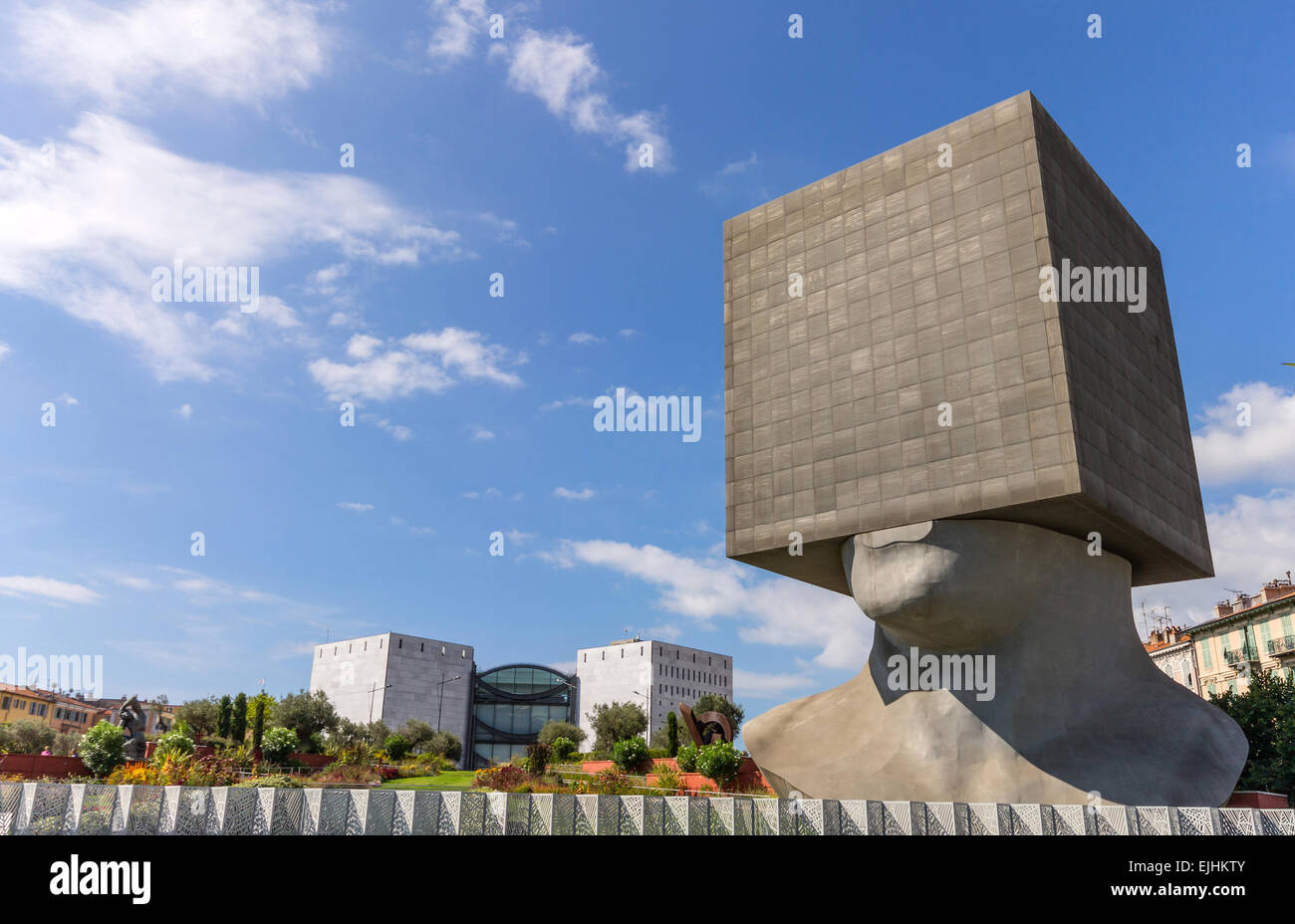 France, Cote d'Azur, Nice, Modern Art Museum and Louis Nucéra library by sculptor Sacha Sosno Stock Photo