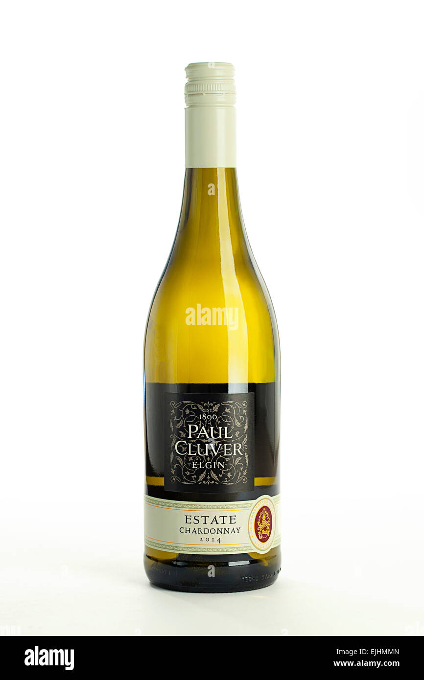 A bottle of Paul Cluver Chardonnay Stock Photo
