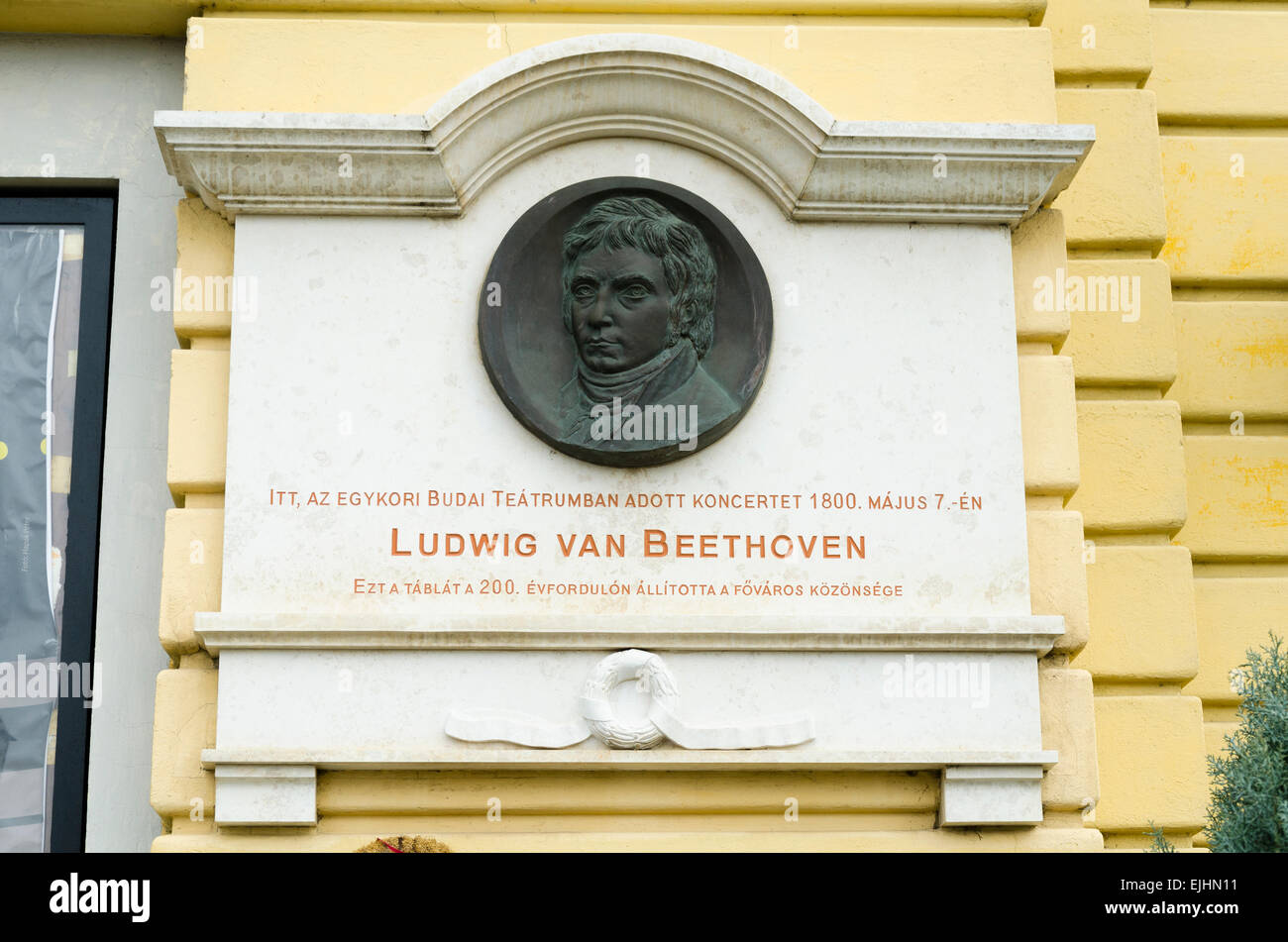 Plaque commemorating Beethoven Stock Photo