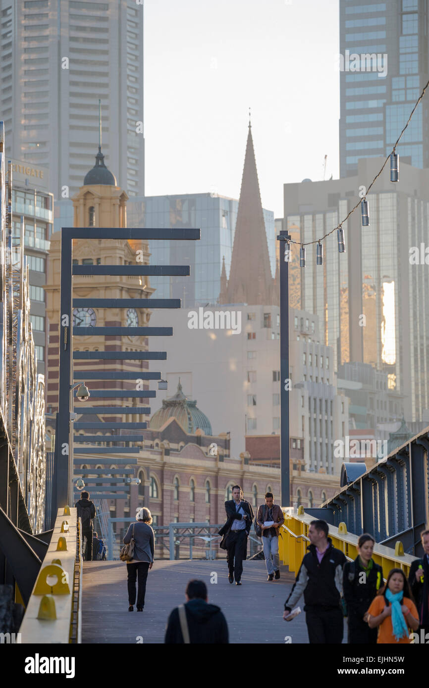 The Travelers sculptures, Sandridge Bridge, Melbourne, Australia Stock