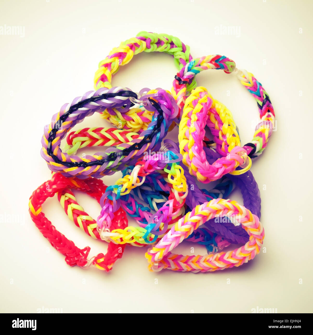 Colorful Rainbow Loom Bracelet Rubber Bands Fashion Stock Photo