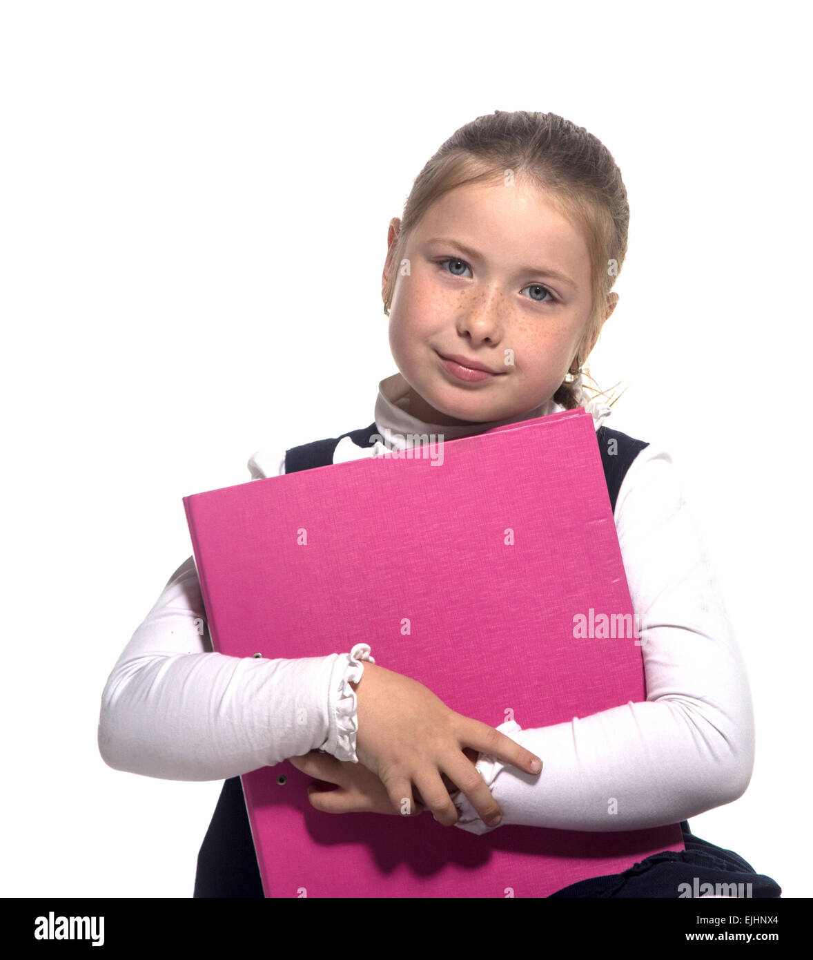 School girl hold a violet book Stock Photo - Alamy