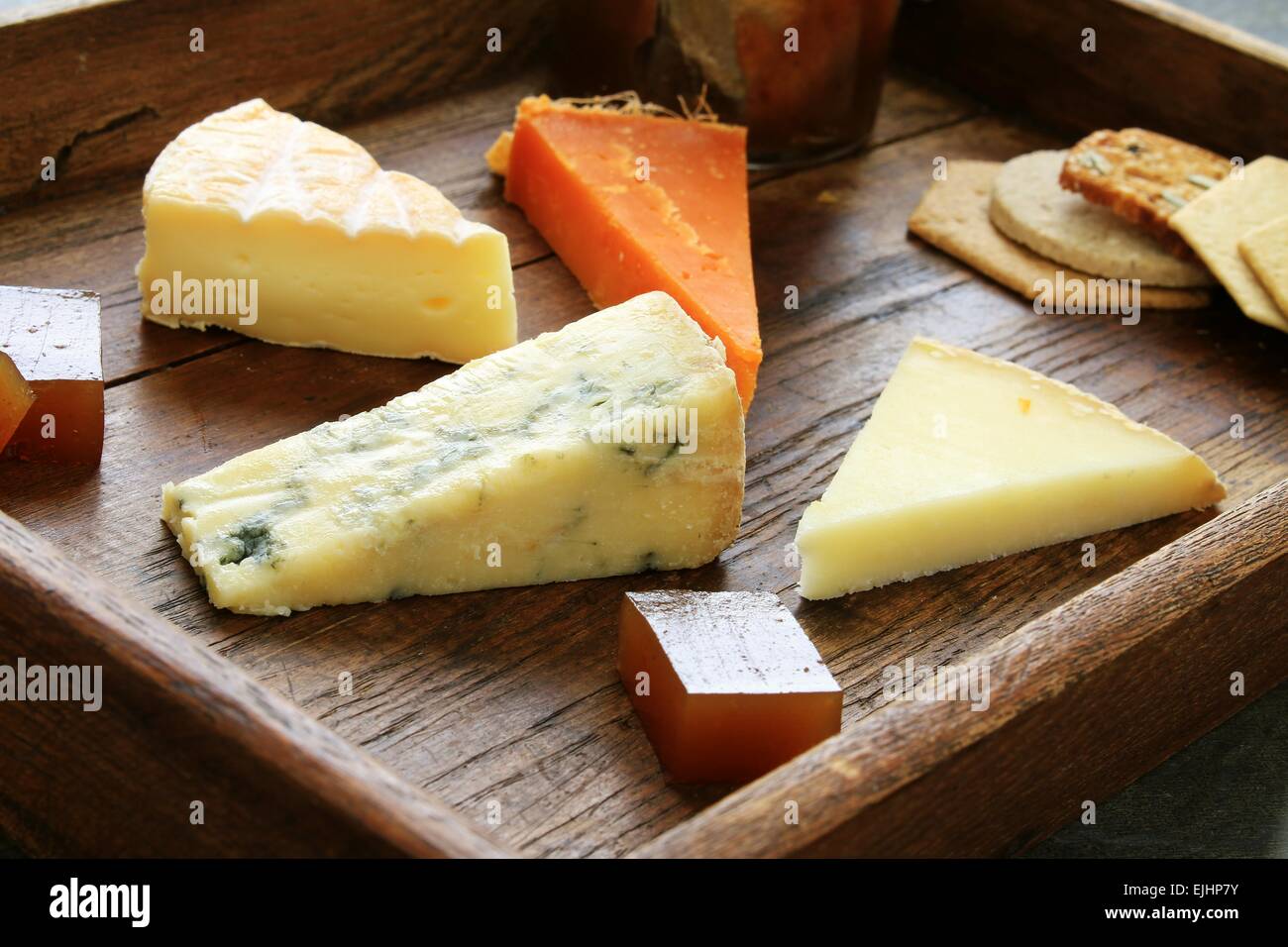 cheese selection on platter Stock Photo - Alamy