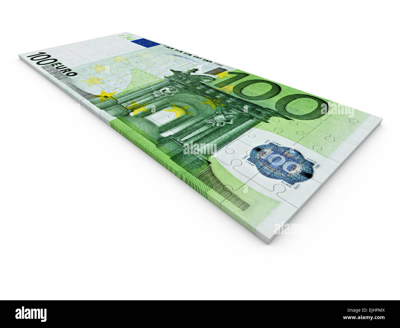 puzzle with the image of euro banknotes on a white background Stock ...
