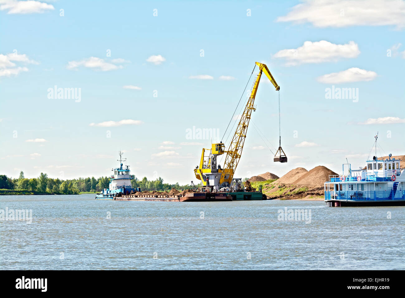 Crane river with sand Stock Photo Alamy