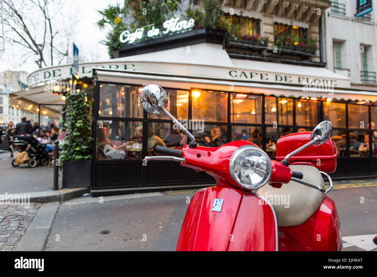 Cafe de Flore exterior, Paris, France Stock Photo