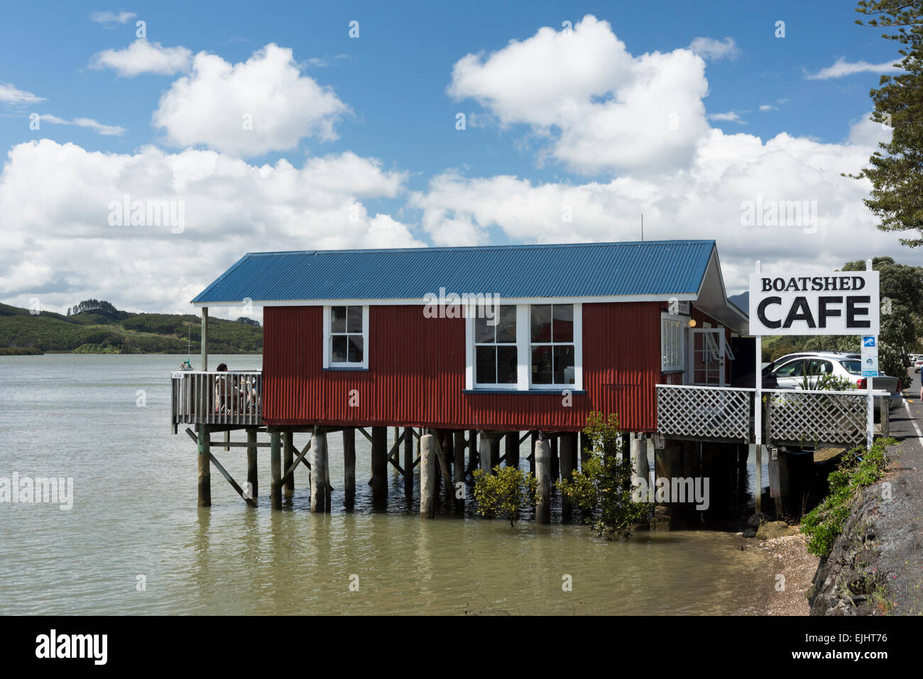 Über-Wasser-Café bei Rawene, Northland, Neuseeland, newzealand Stock Photo