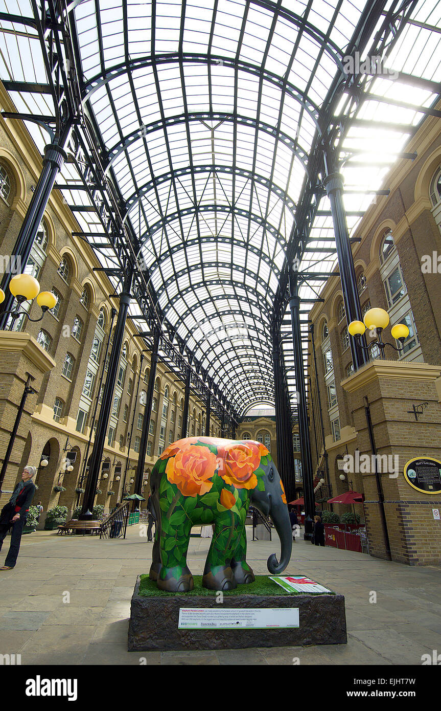 There were 260 elephants scattered all over central London in the summer of 2010, each one designed by someone different. Stock Photo