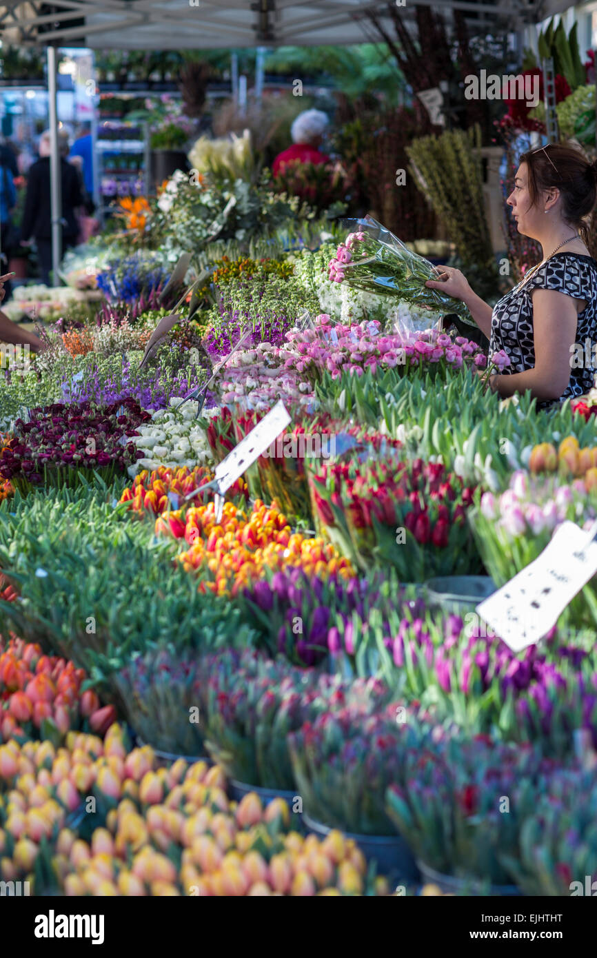 Stalls and flowers at Columbia Road Flower Market, London, England Stock Photo